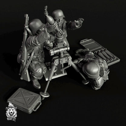 WWII German 8cm GrW 34 Mortar Team with Spotter (4 models) Various Scales Historical Wargaming (US tariffs are pre-paid by us)