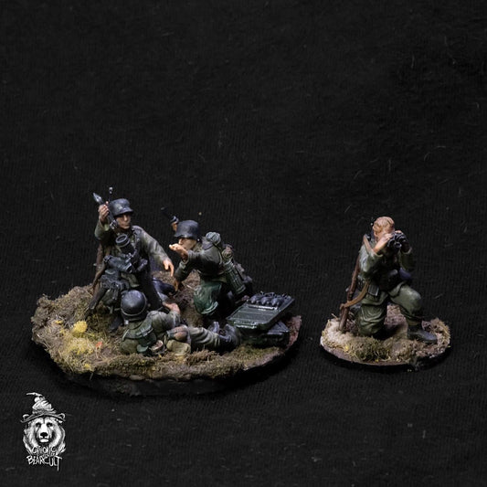WWII German 8cm GrW 34 Mortar Team with Spotter (4 models) Various Scales Historical Wargaming