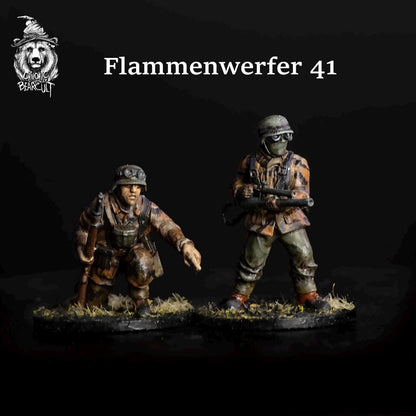 WWII German Assault Pioneers Flamethrower 41 Team (2 models) Various Scales Historical Wargaming (US tariffs are pre-paid by us)