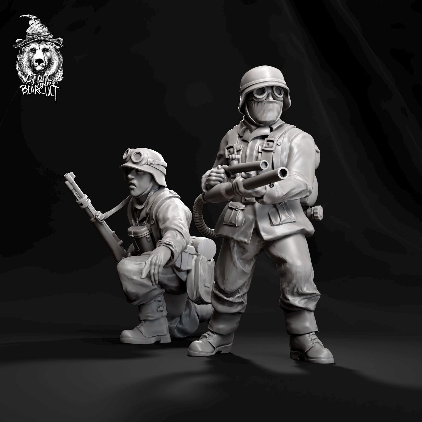 WWII German Assault Pioneers Flamethrower 41 Team (2 models) Various Scales Historical Wargaming (US tariffs are pre-paid by us)