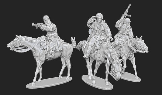WWII Late War German Cavalry with Trophy Weapons (3 models) Various Scales Historical Wargaming (US tariffs are pre-paid by us)