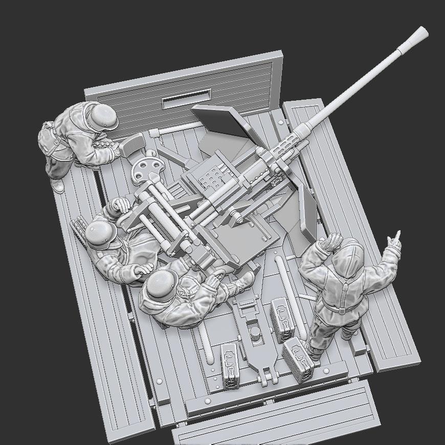 WWII German 3.7cm FlaK on Cargo Platform with Crew Various Scales Historical Wargaming (US tariffs are pre-paid by us)
