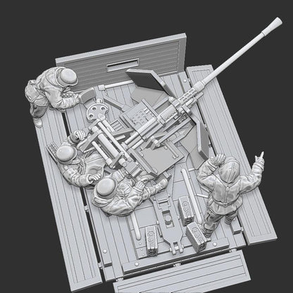 WWII German 3.7cm FlaK on Cargo Platform with Crew Various Scales Historical Wargaming