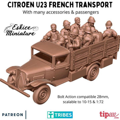 WWII French Citroen U23 Truck with Soldiers 3 Variants Various Scales Historical Wargaming (US tariffs are pre-paid by us)