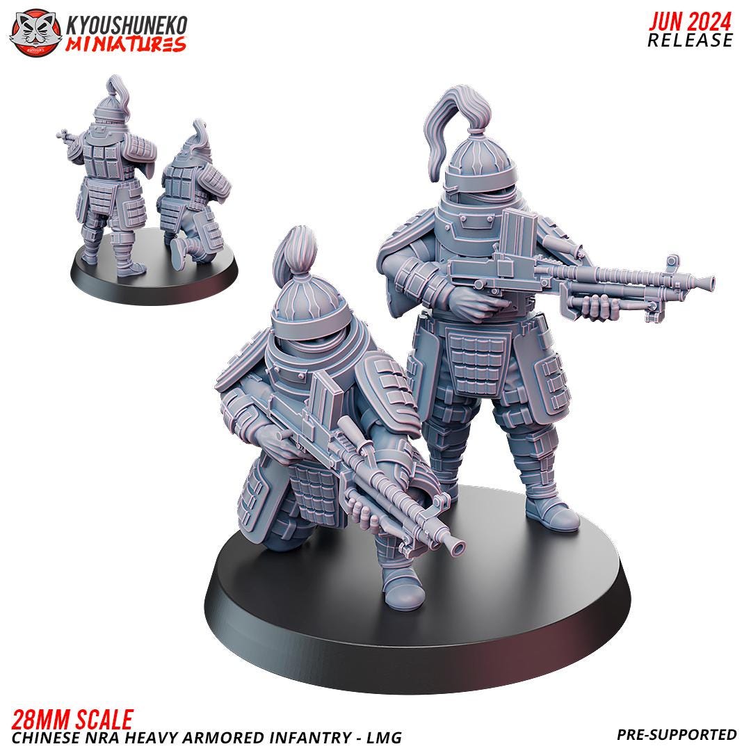 WWII Chinese NRA Heavy Infantry LMG Team (2 models) Various Scales Historical Wargaming