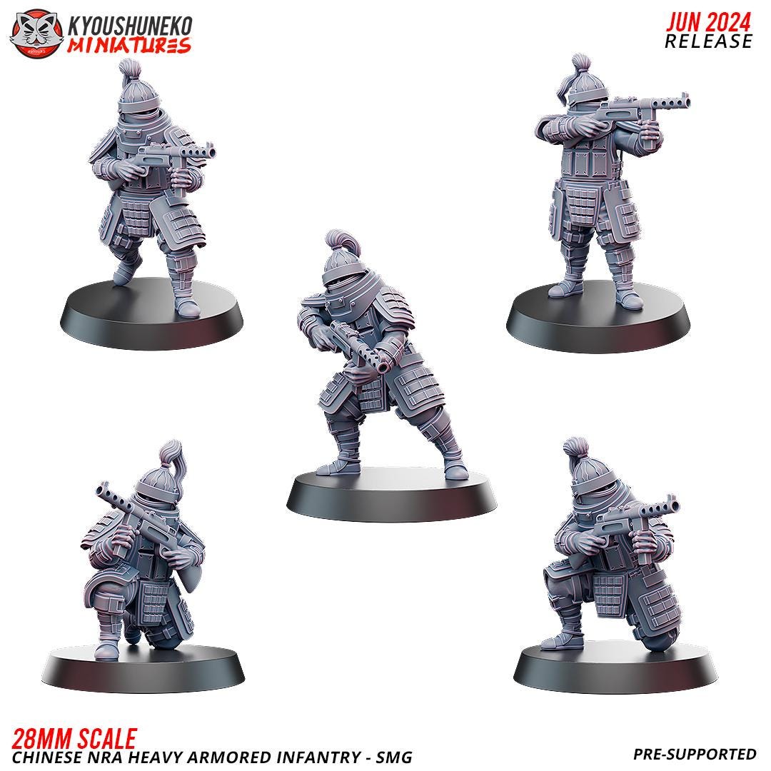 WWII Chinese NRA Heavy Infantry SMG Team (10 models) Various Scales Historical Wargaming