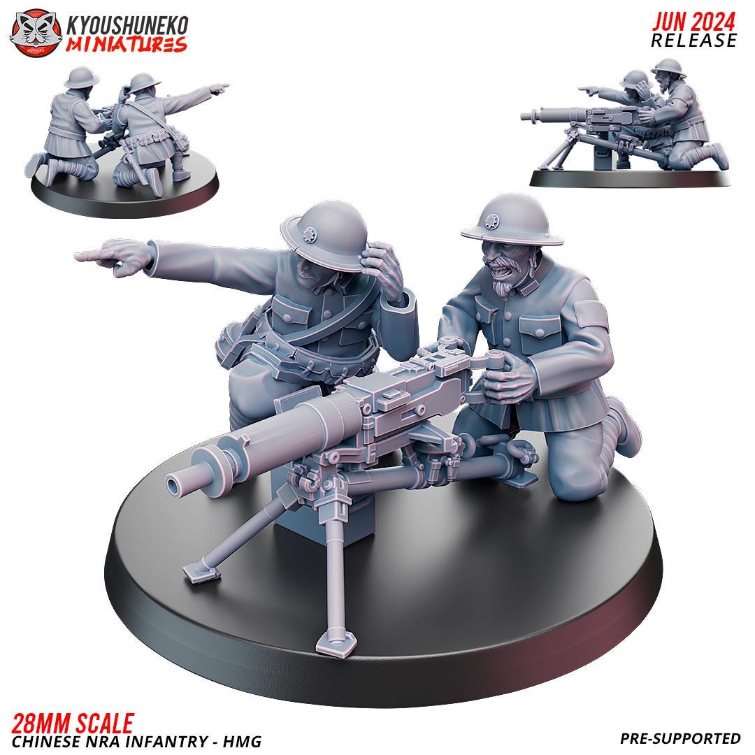 WWII Chinese NRA HMG Team (2 models) Various Scales Historical Wargaming
