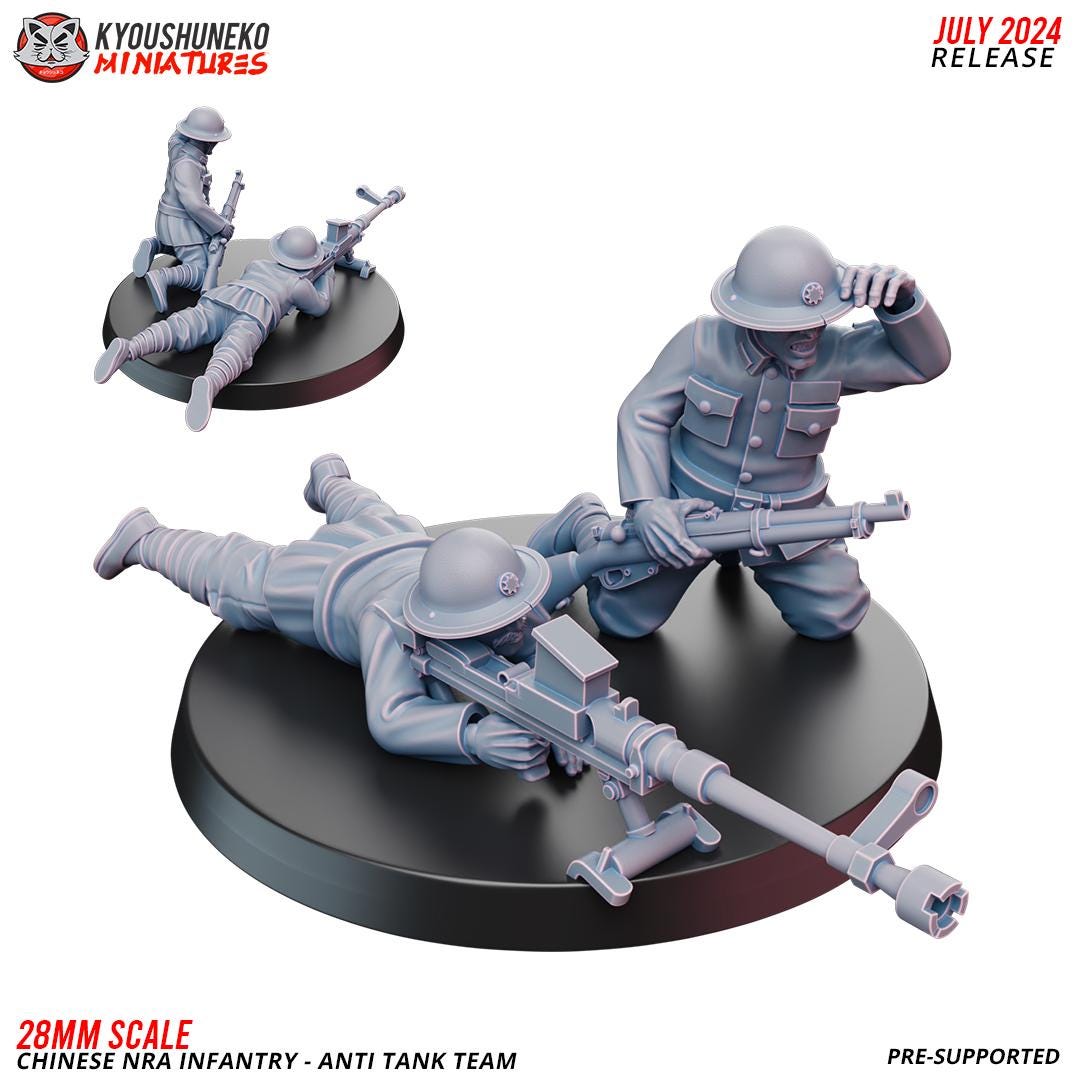 WWII Chinese NRA Anti Tank Team (2 models) Various Scales Historical Wargaming (US tariffs are pre-paid by us)