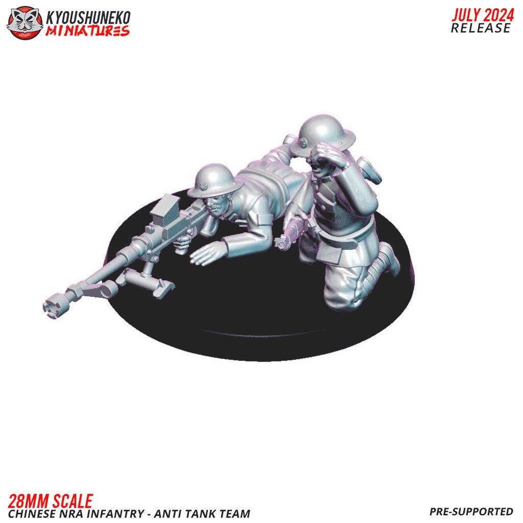 WWII Chinese NRA Anti Tank Team (2 models) Various Scales Historical Wargaming