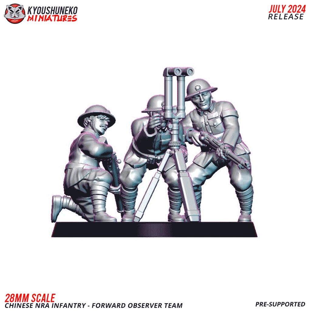 WWII Chinese NRA Forward Observer Team (3 models) Various Scales Historical Wargaming