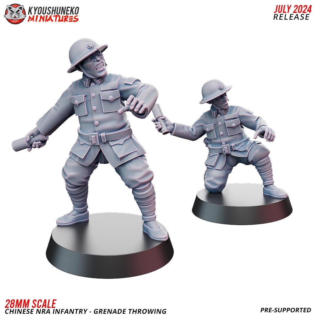 WWII Chinese NRA Grenade Team (2 models) Various Scales Historical Wargaming (US tariffs are pre-paid by us)