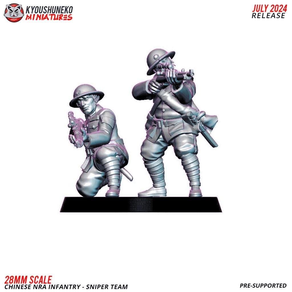 WWII Chinese NRA Sniper Team (2 models) Various Scales Historical Wargaming (US tariffs are pre-paid by us)