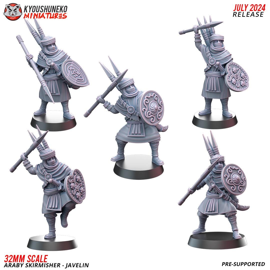 Ancient Arab Skirmisher Unit (10 models) Javelins or Slings Various Scales Historical Wargaming (US tariffs are pre-paid by us)