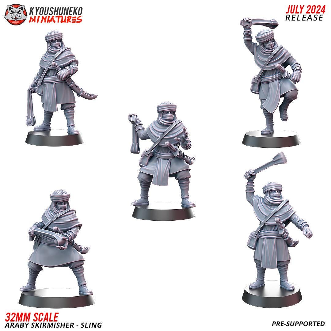 Ancient Arab Skirmisher Unit (10 models) Javelins or Slings Various Scales Historical Wargaming (US tariffs are pre-paid by us)