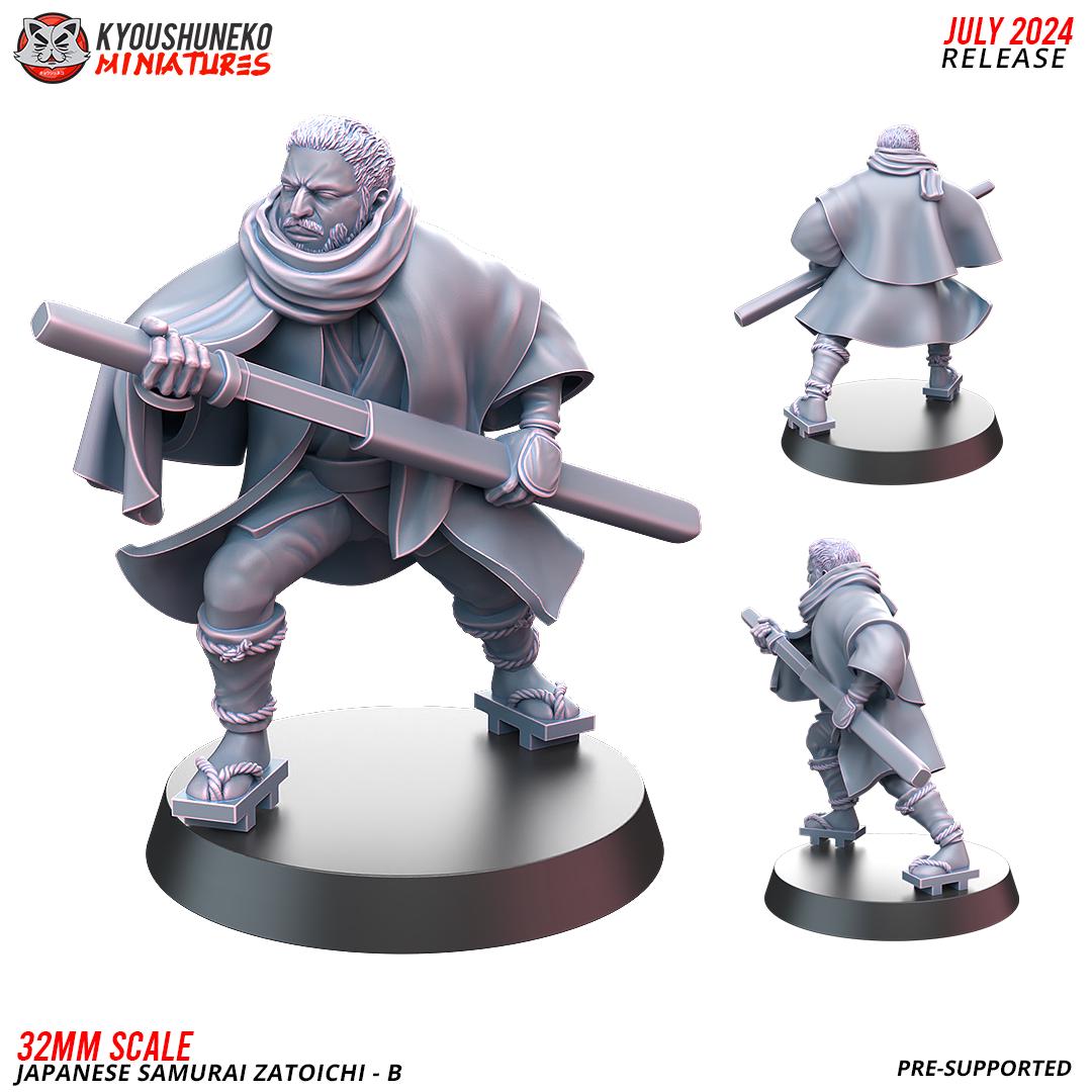Japanese Samurais Zatoichi (3 models) Various Scales Historical Wargaming (US tariffs are pre-paid by us)