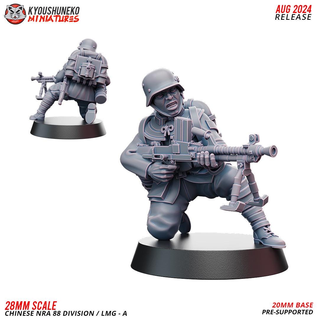 WWII Chinese NRA 88th Division LMG Team (2 models) Various Scales Historical Wargaming