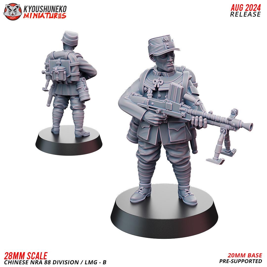 WWII Chinese NRA 88th Division LMG Team (2 models) Various Scales Historical Wargaming
