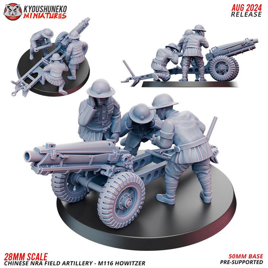 WWII Chinese NRA M116 Howitzer with Crew (3 models) Various Scales Historical Wargaming