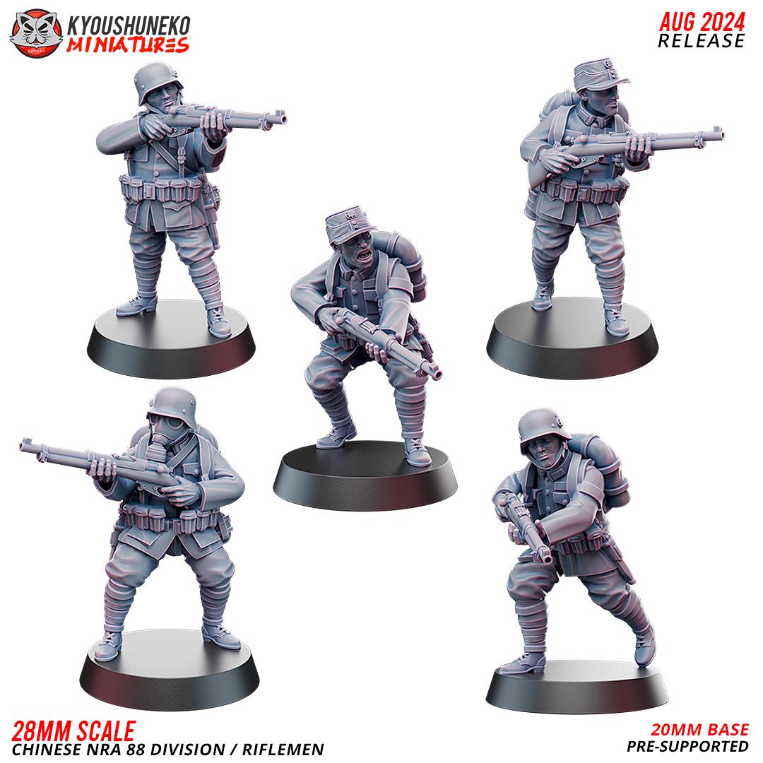WWII Chinese NRA 88th Division Riflemen Squad (10 models) Various Scales Historical Wargaming (US tariffs are pre-paid by us)