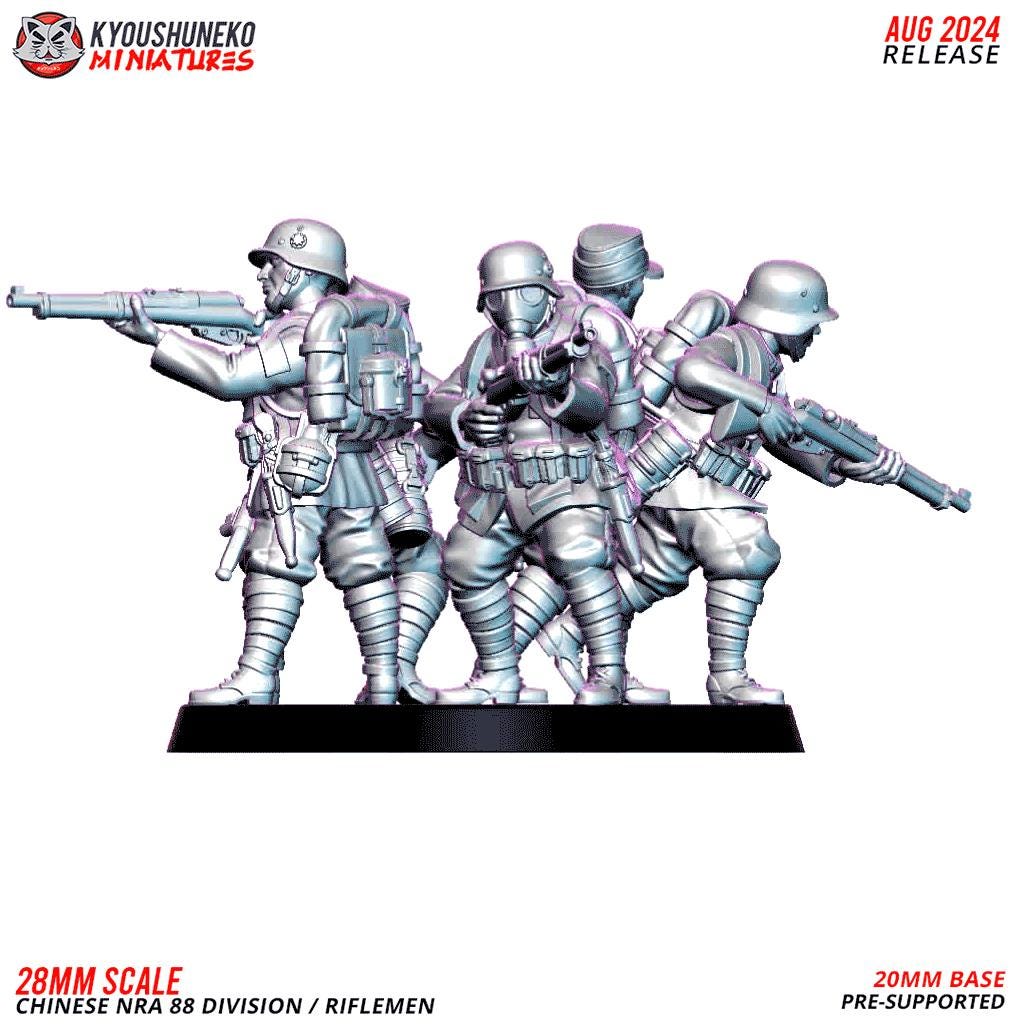 WWII Chinese NRA 88th Division Riflemen Squad (10 models) Various Scales Historical Wargaming