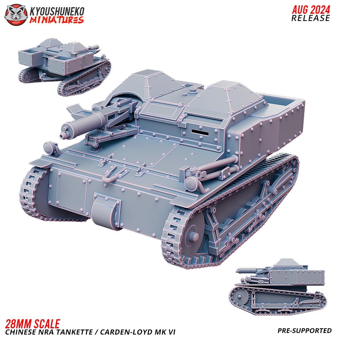 WWII Chinese NRA Carden-Loyd Mk VI Tankette Various Scales Historical Wargaming