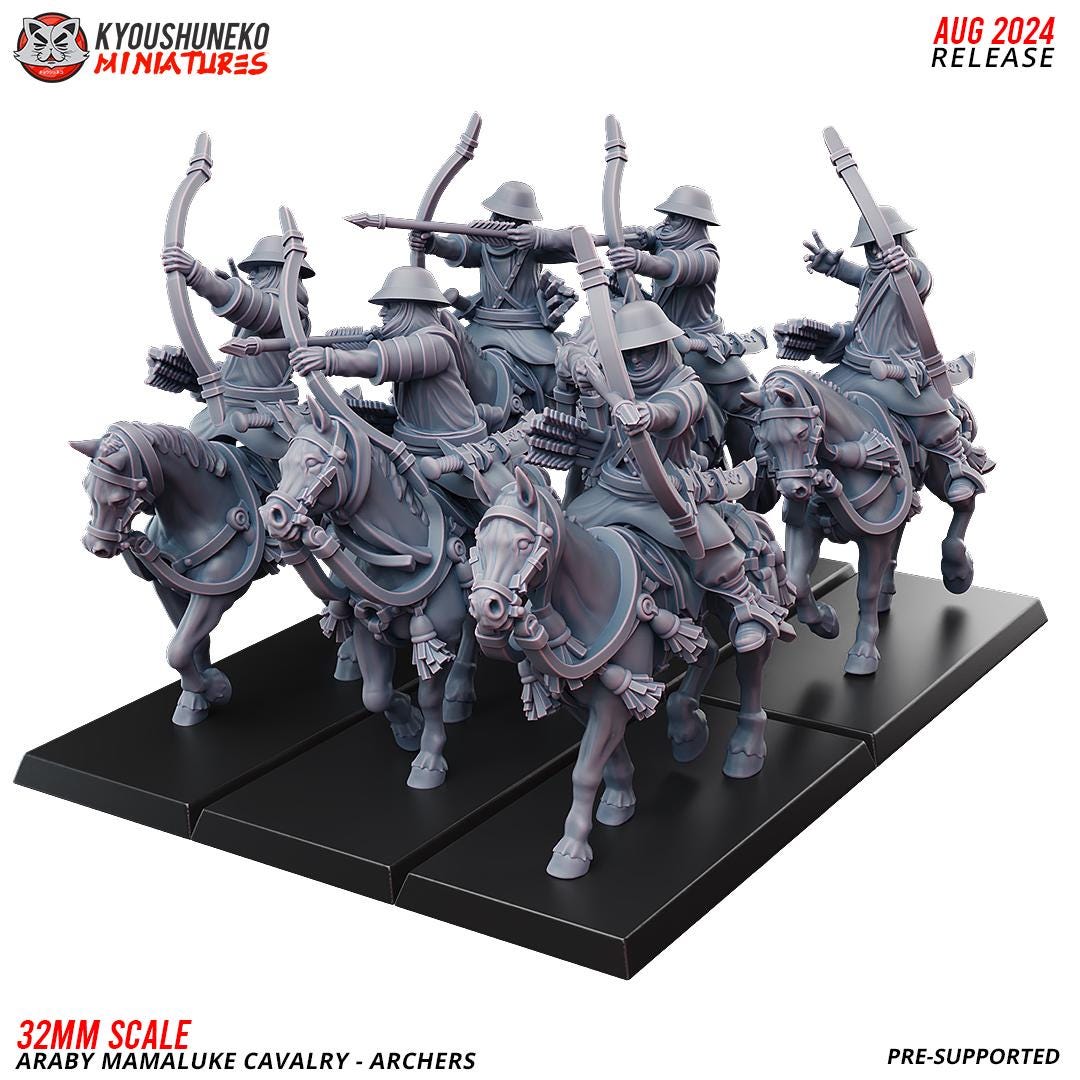Arab Mameluke Cavalry (10 models) Bows/Maces/Scimitars/Spears/Swords Various Scales Historical Wargaming