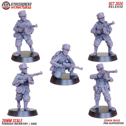 WWII Finnish Infantry SMG Squad (10 models) Various Scales Historical Wargaming (US tariffs are pre-paid by us)