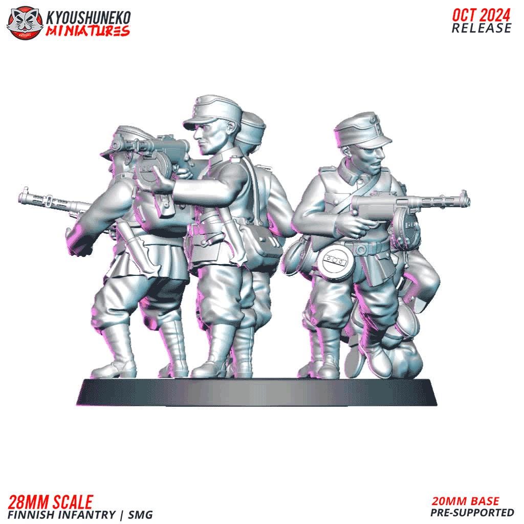 WWII Finnish Infantry SMG Squad (10 models) Various Scales Historical Wargaming (US tariffs are pre-paid by us)