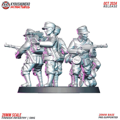 WWII Finnish Infantry SMG Squad (10 models) Various Scales Historical Wargaming (US tariffs are pre-paid by us)