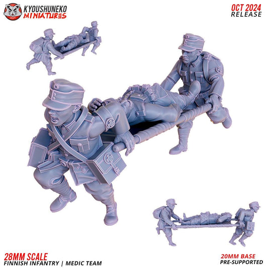 WWII Finnish Medic Team (3 models) Various Scales Historical Wargaming