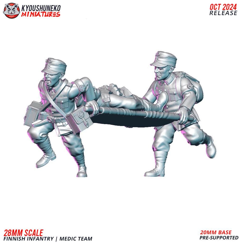 WWII Finnish Medic Team (3 models) Various Scales Historical Wargaming