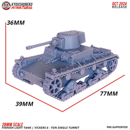 WWII Finnish Vickers 6 Ton Tank Single or Twin Turret Various Scales Historical Wargaming