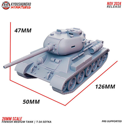 WWII Finnish T34 Sotka Various Scales Historical Wargaming