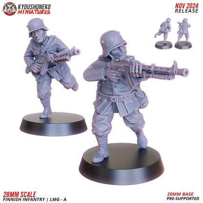 WWII Finnish LMG Team (2 models) Standing or Prone Various Scales Historical Wargaming (US tariffs are pre-paid by us)