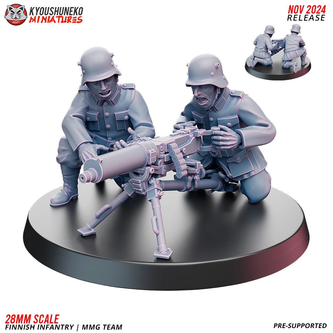 WWII Finnish MMG Team (2 models) Various Scales Historical Wargaming (US tariffs are pre-paid by us)