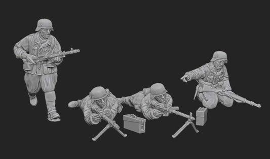 WWII German Cavalry Recon Squad MG Dismounted (4 models) Various Scales Historical Wargaming