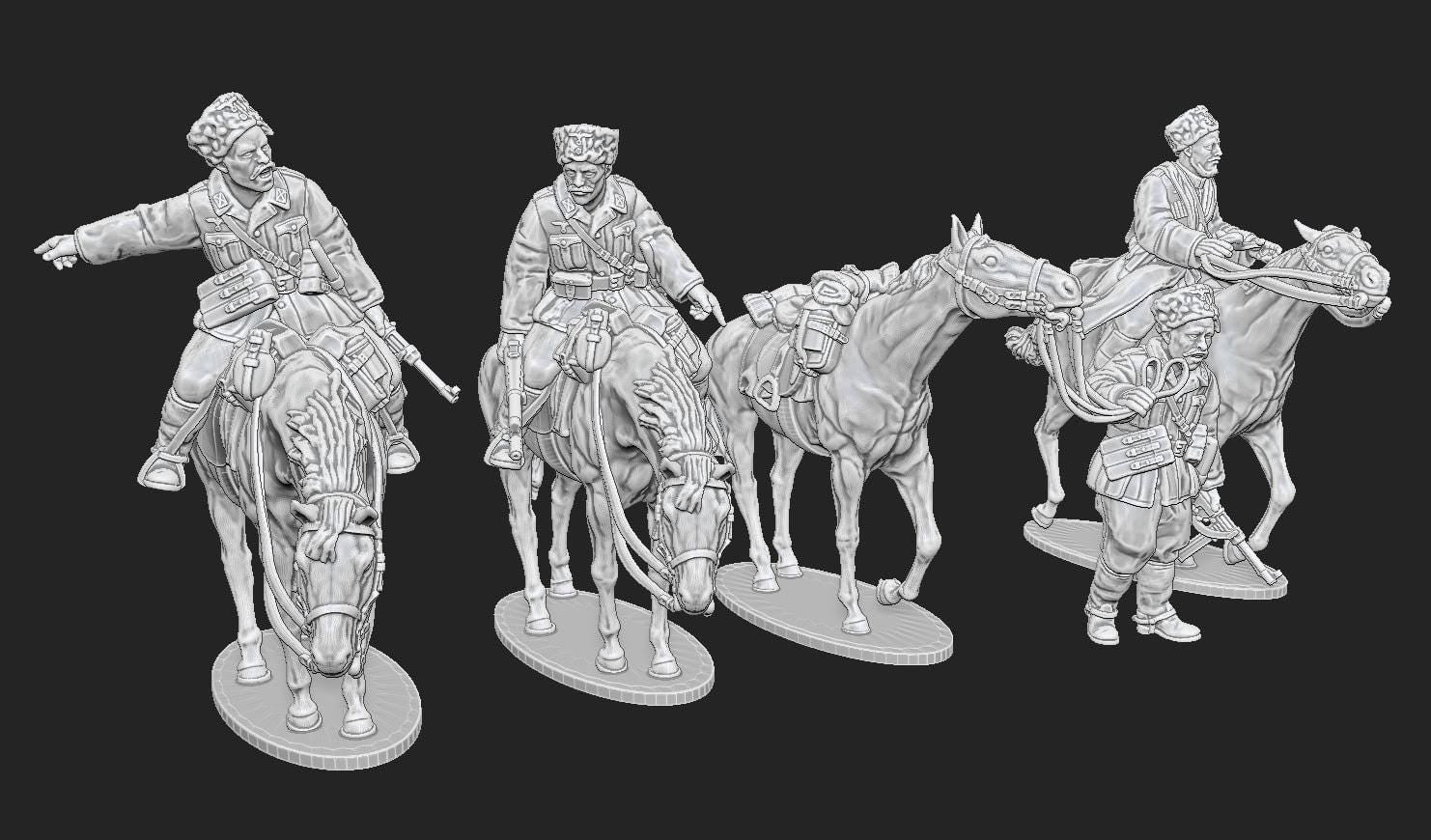 WWII German Cossacks Cavalry Squad (9 models) Various Scales Historical Wargaming