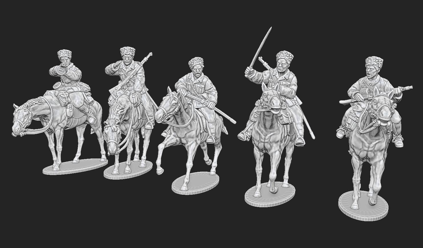 WWII German Cossacks Cavalry Squad (9 models) Various Scales Historical Wargaming