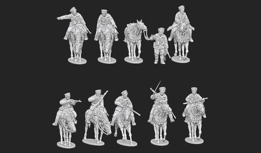 WWII German Cossacks Cavalry Squad (9 models) Various Scales Historical Wargaming