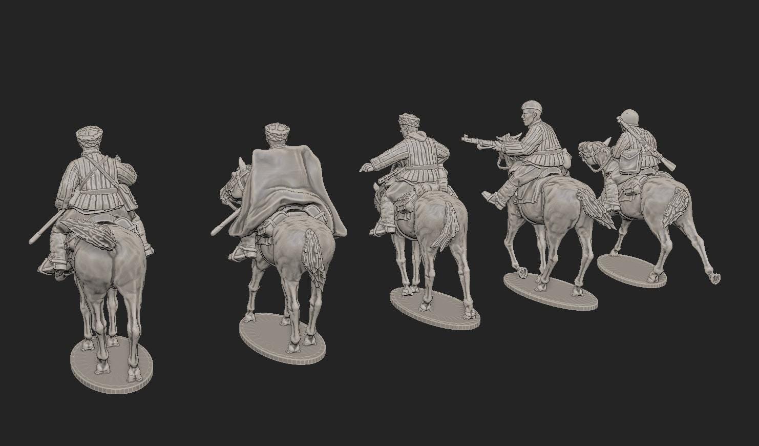 WWII Cossacks in Soviet Uniforms (5 models) Various Scales Historical Wargaming (US tariffs are pre-paid by us)