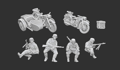 WWII German Kradschutzen with Sidecar Various Scales Historical Wargaming