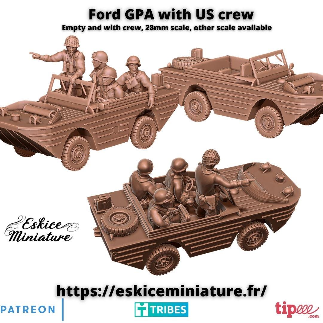 WWII US Ford GPA with or without Crew Various Scales Historical Wargaming