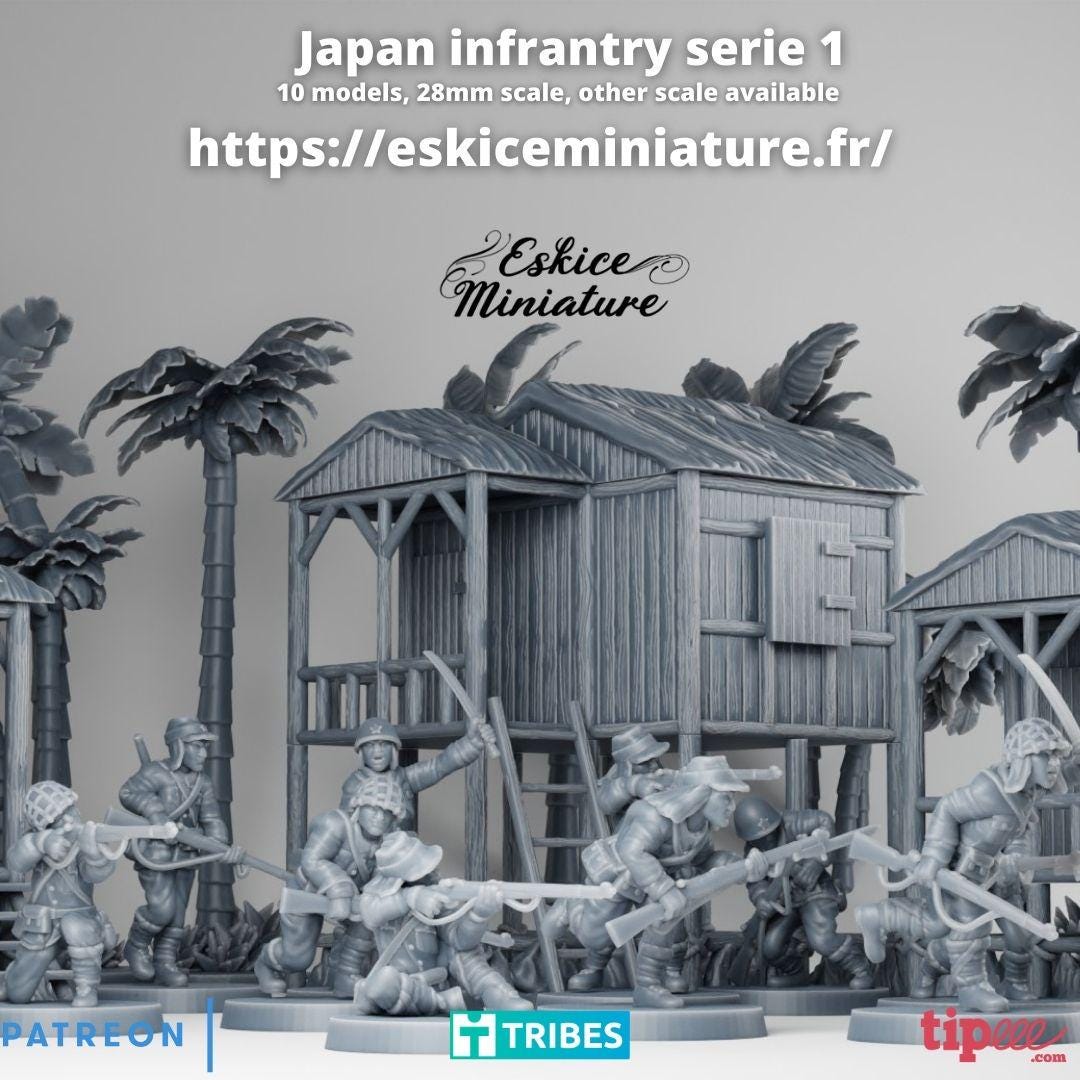 WWII Japanese Infantry Squad (10 models) Various Scales Historical Wargaming