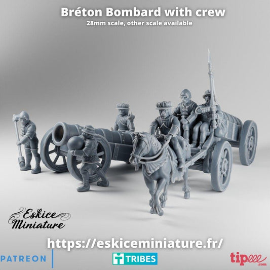 Medieval Breton Bombard with Crew Various Scales Historical Wargaming