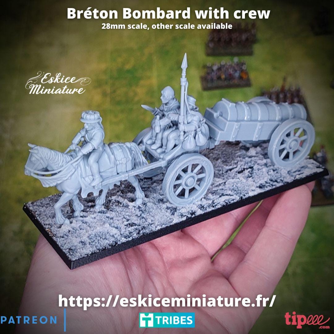 Medieval Breton Bombard with Crew Various Scales Historical Wargaming (US tariffs are pre-paid by us)