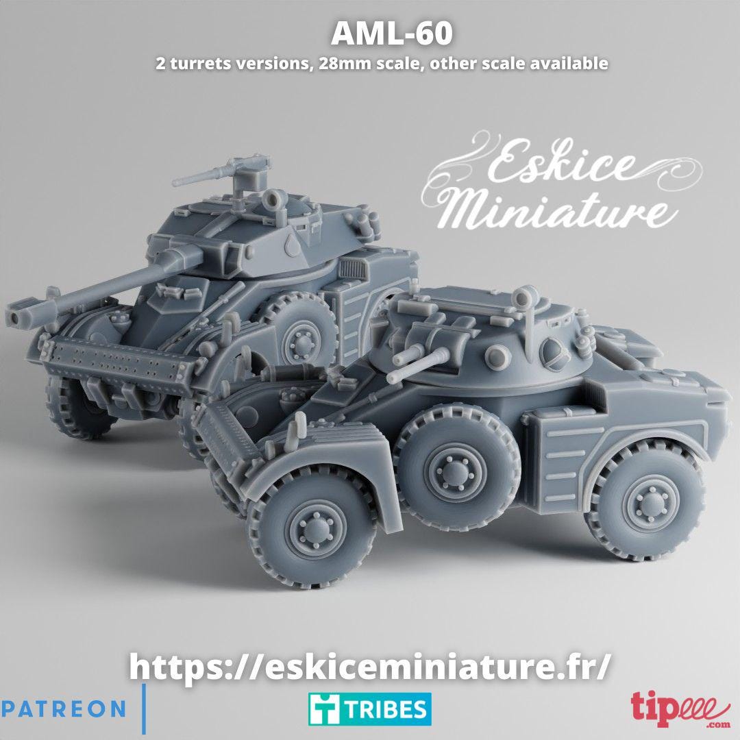 Cold War French Panhard AML 60 (both turrets included) Various Scales Historical Wargaming (US tariffs are pre-paid by us)