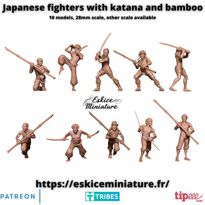 WWII Japanese Spear Warriors Squad (10 models) Various Scales Historical Wargaming