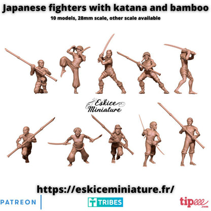 WWII Japanese Spear Warriors Squad (10 models) Various Scales Historical Wargaming