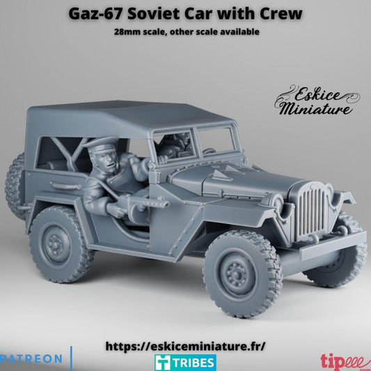 WWII Soviet Gaz 67 Car with Crew Various Scales Historical Wargaming