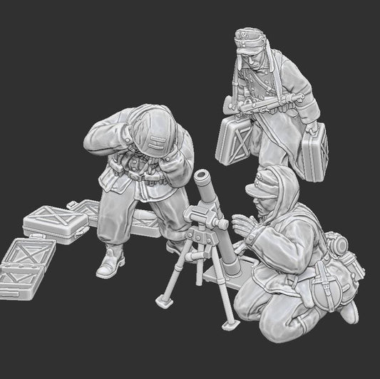 WWII German 8cm Mortar with Crew (3 models) Various Scales Historical Wargaming (US tariffs are pre-paid by us)